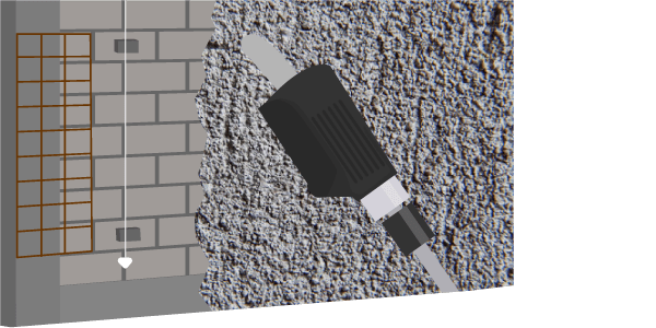 Illustration of waterproofing process with concrete and trees