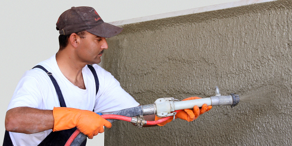 Illustration of waterproofing process with concrete and trees