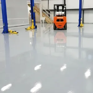 Epoxy flooring and coatings in a warehouse