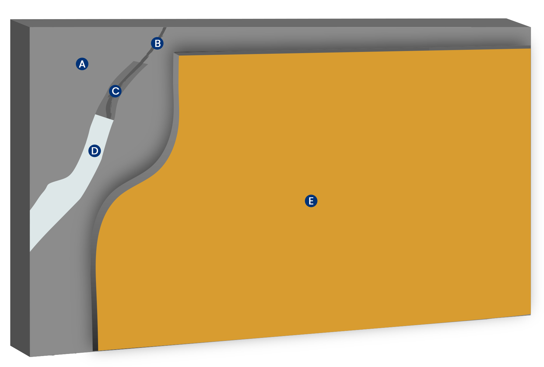 Illustration of waterproofing process with concrete and trees