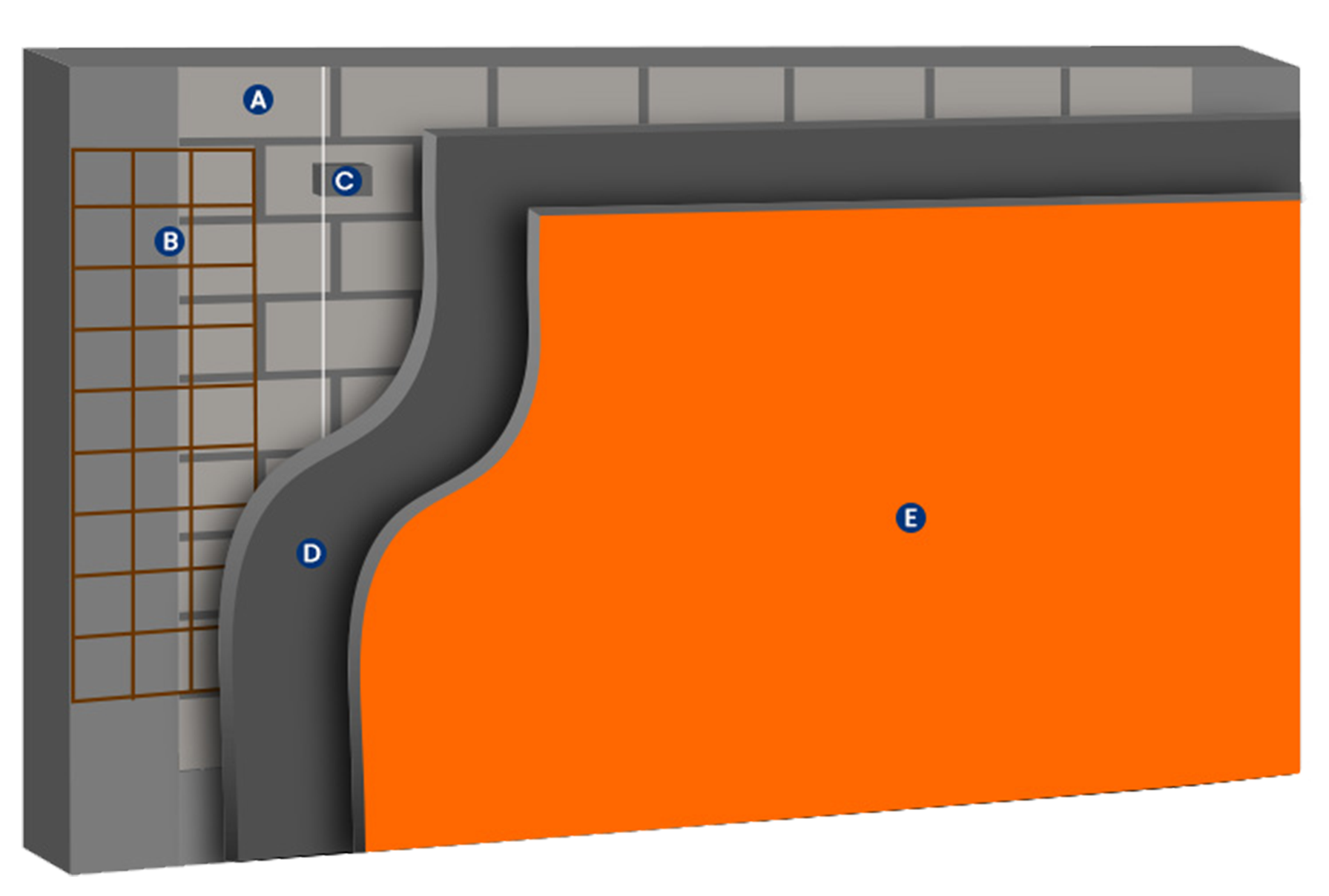 Illustration of waterproofing process with concrete and trees